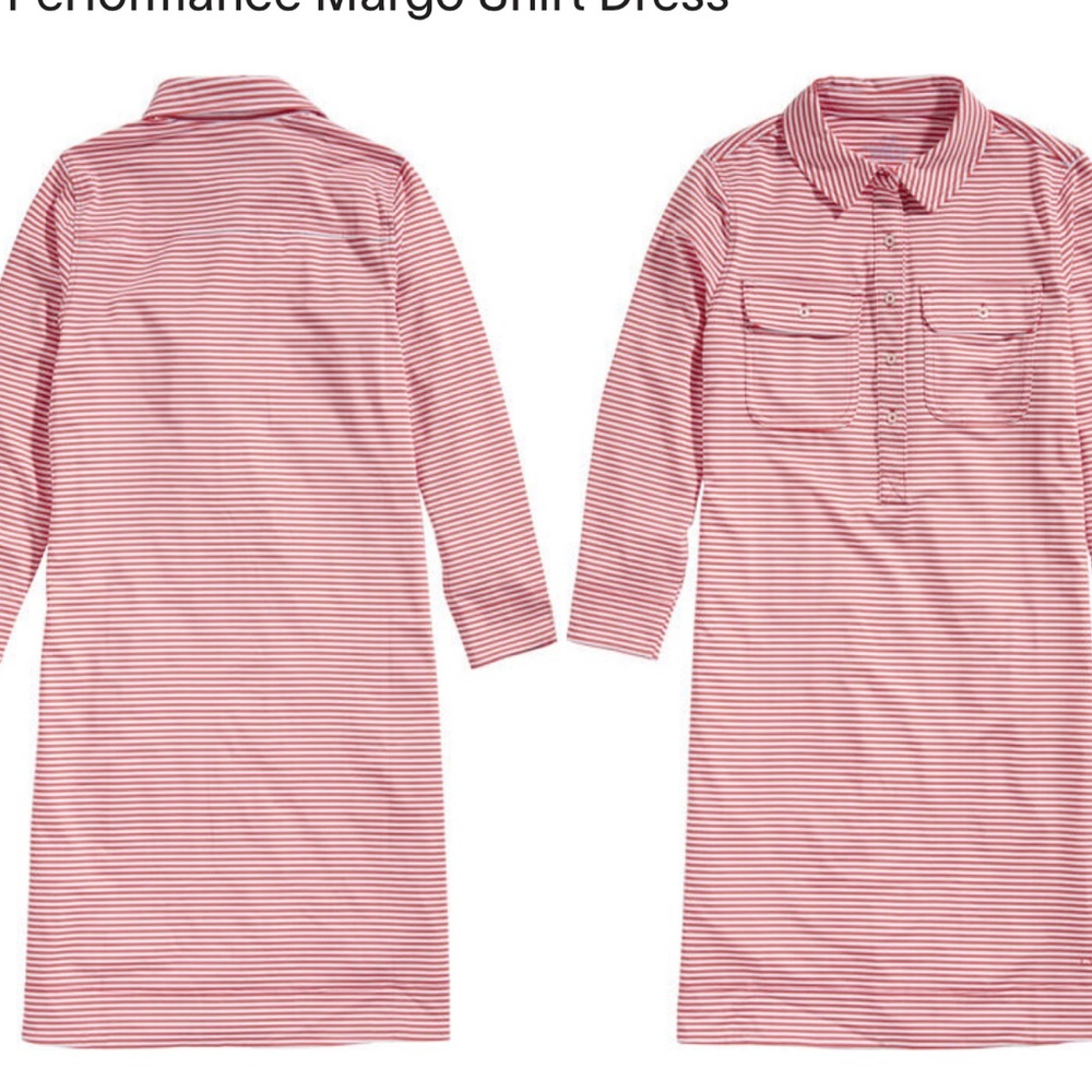 Vineyard Vines | Red Women's Striped Performance Margo Shirt Dress | size XS
